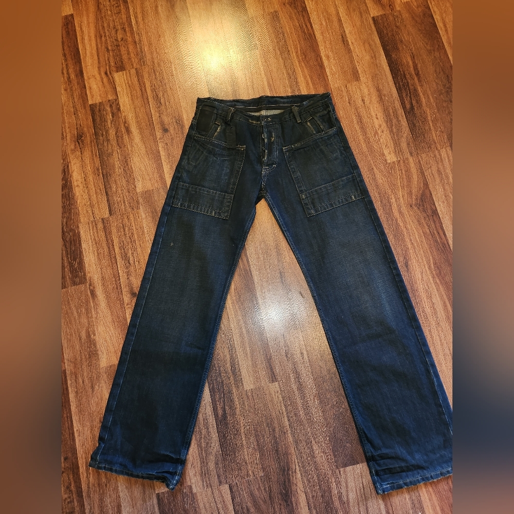 Mens Rick Owens 2014 Slab distressed straight leg jeans style# mkd2014